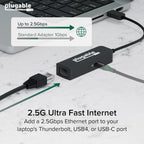 Adaptador USB C a Ethernet enchufable de 2,5 Gb con carga PD de 100 W