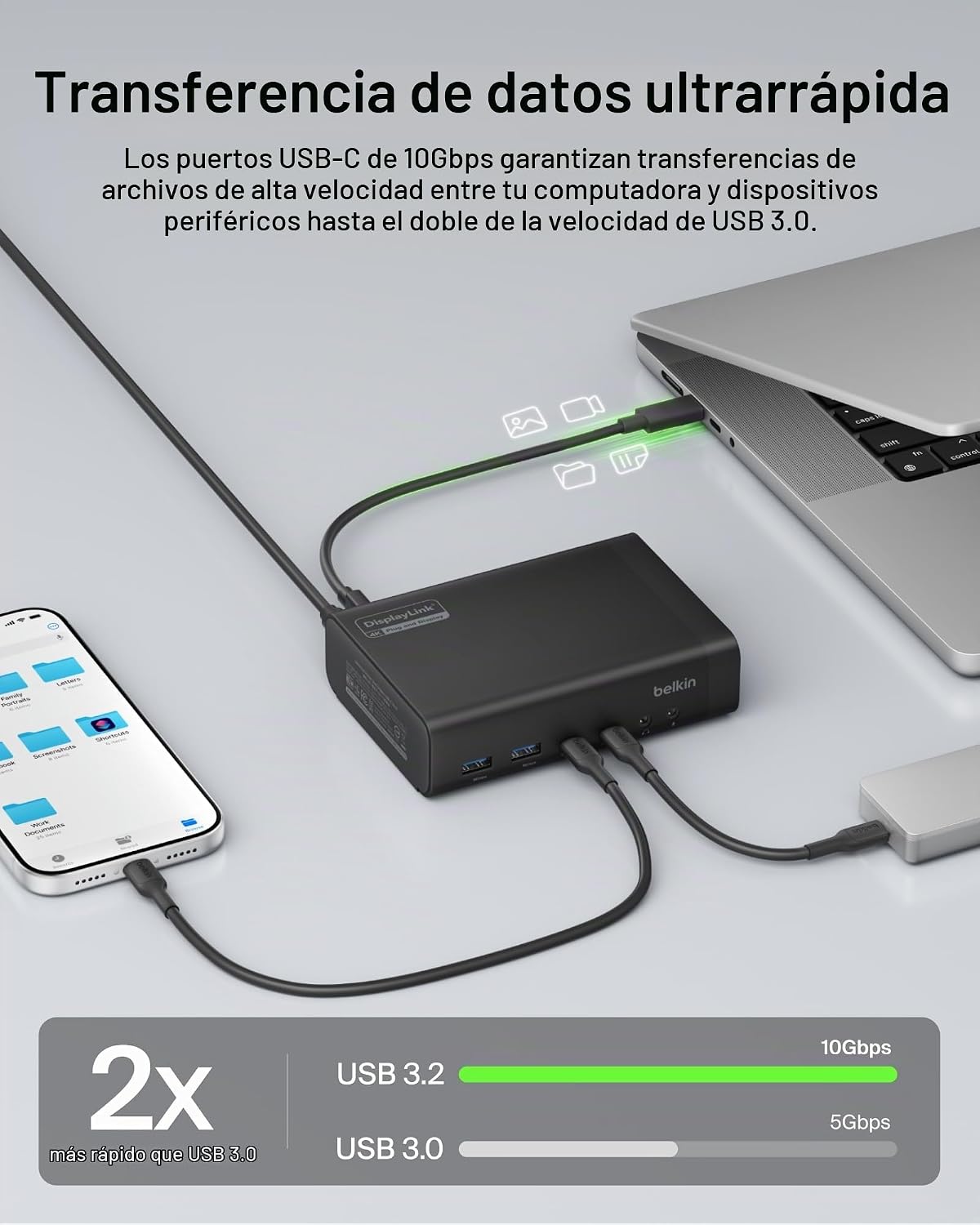 Belkin Estación de acoplamiento de doble pantalla DisplayLink
