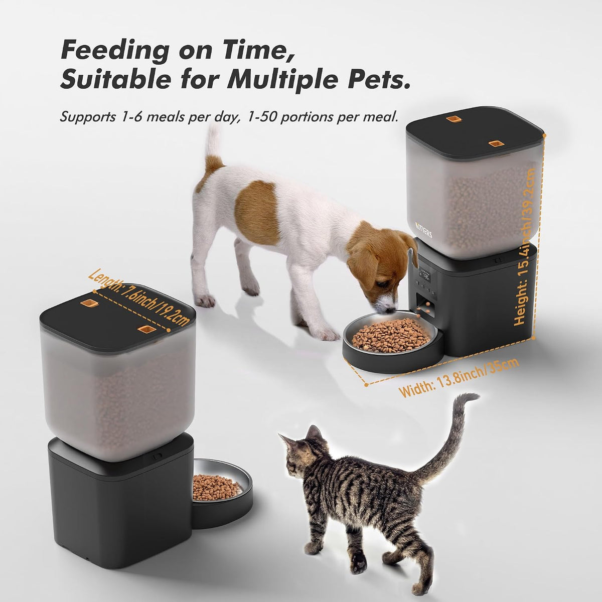 Comedero automático para perros, dispensador automático de alimentos para gatos de gran capacidad de 8 L/34 tazas con pantalla LCD, bandeja grande de alimentos, funciona con pilas, comedero
