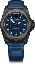 Victorinox I.N.O.X. Juego de reloj automático con correa de goma azul con esfera azul 1.614 in - 242022.1