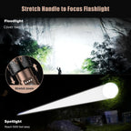 SKYFIRE - Linterna recargable con lente de encendido, 5000 linternas tácticas superbrillantes con zoom de alto lúmenes, 6 modos, luz LED impermeable para camping, artículos esenciales para emergencias