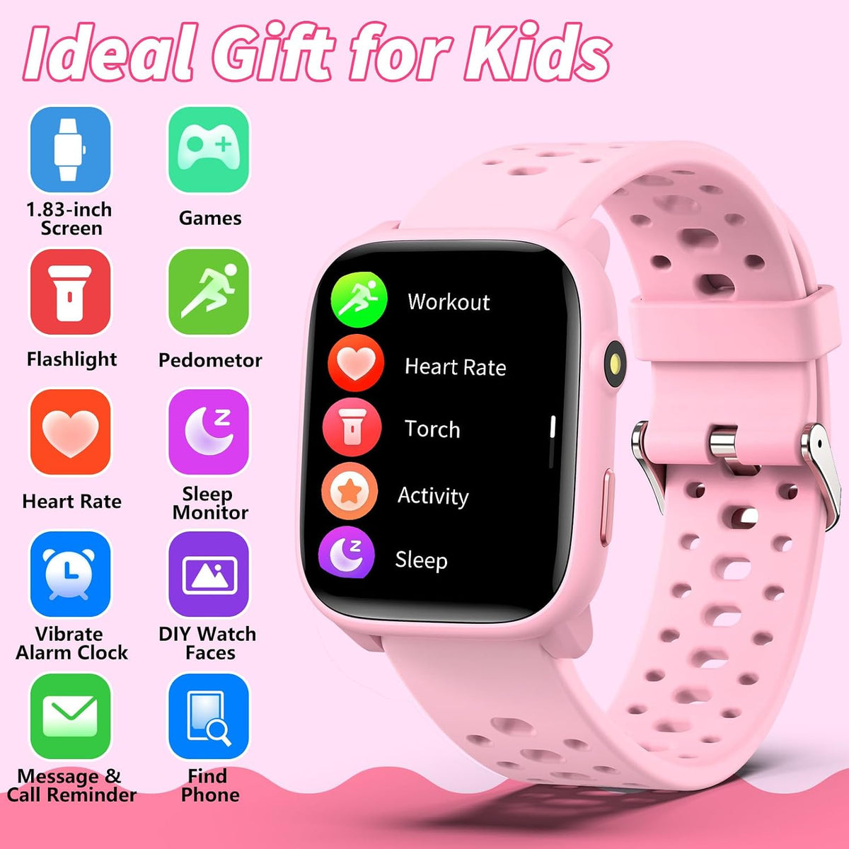 Relojes inteligentes, frecuencia cardíaca, monitor de sueño, podómetro, linterna, pantalla táctil de 1.83 pulgadas, impermeable IP68