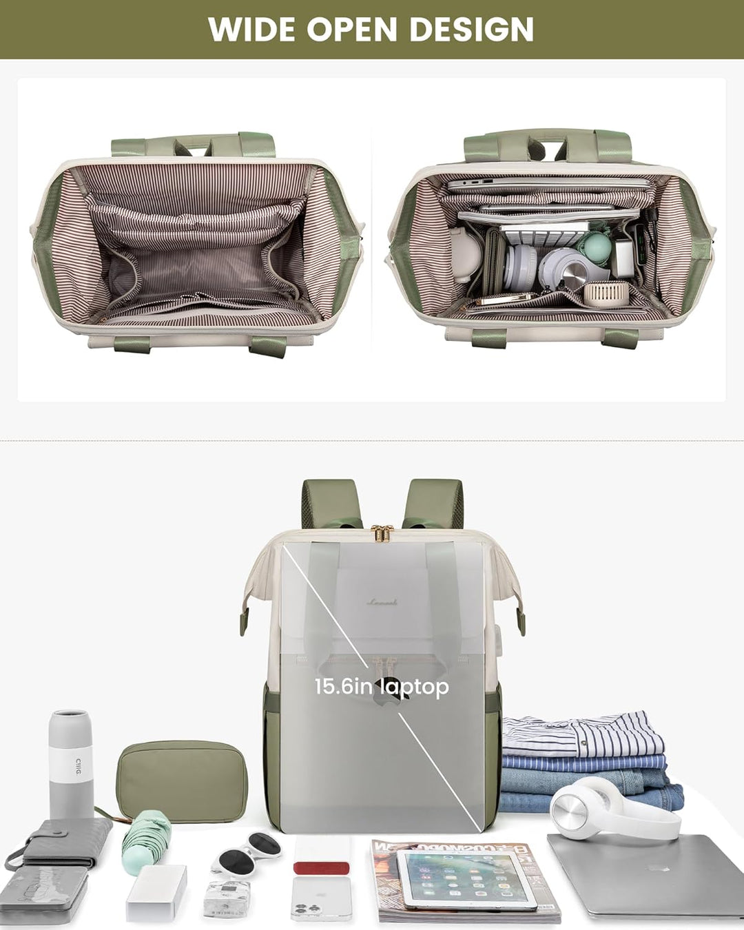 LOVEVOOK Mochila para laptop para mujeres, mochila de trabajo conve...