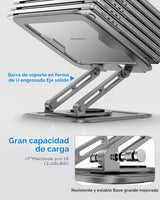 Soporte Ajustable para Laptop de Escritorio con Base de 360°, Eleva...