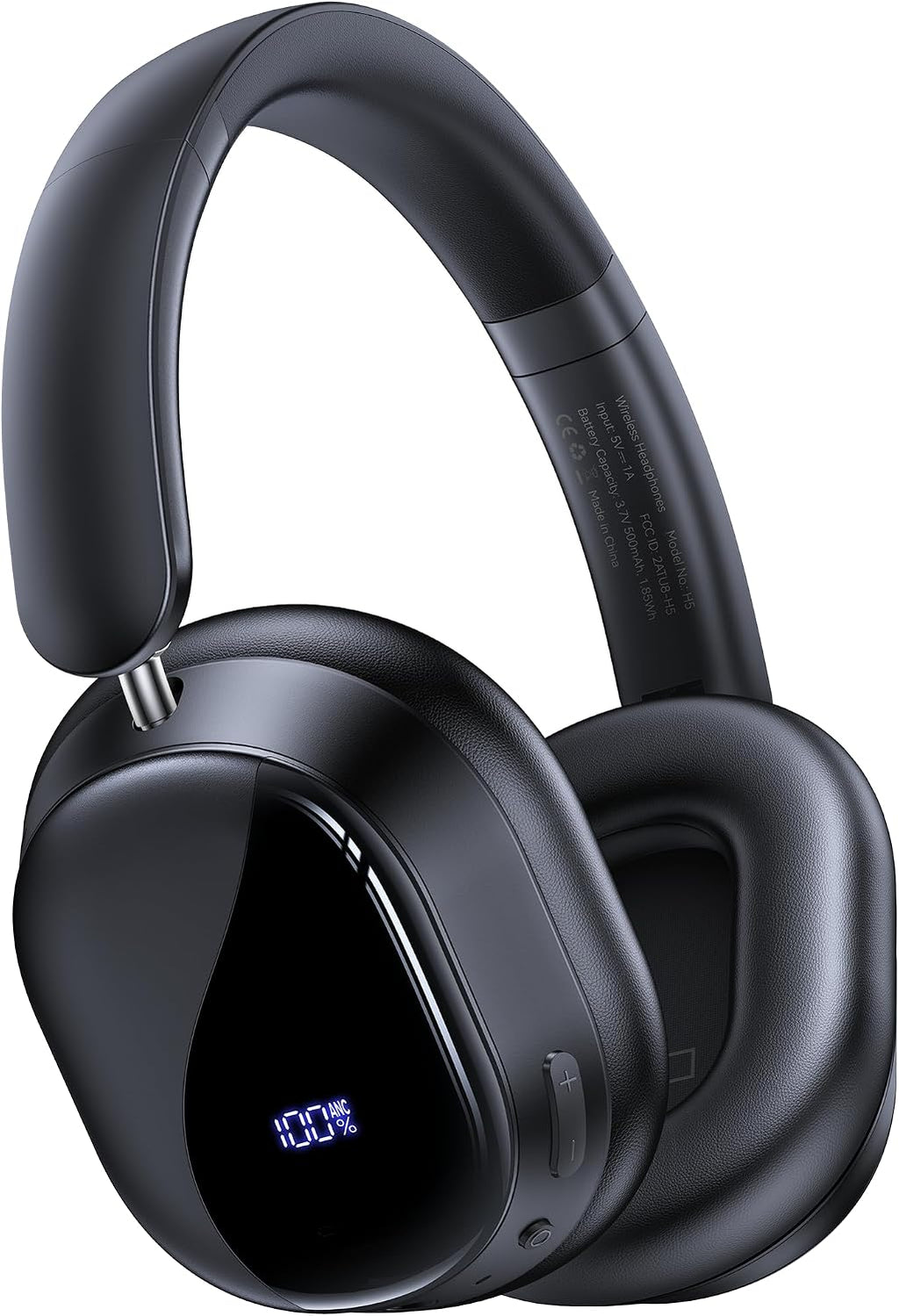 Hybird Auriculares inalámbricos Bluetooth 6.4 con cancelación activa de ruido, 140 horas de reproducción, ANC y pantalla de batería, auriculares con micrófono ENC de alta resolución