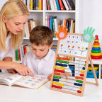 Ábaco de madera para matemáticas para niños - Pizarra negra de doble cara para niños pequeños