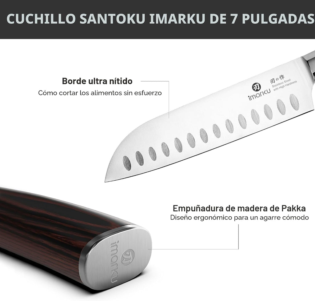 imarku Juego de cuchillos de 3 piezas, cuchillos de chef japoneses de acero