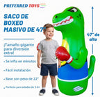 Saco de boxeo inflable de dinosaurio de Preferred Toys para niños – Bolsa Bop para niños pequeños y niños de 3 a 14 años – Juguetes de 47" inflables con acción de rebote – Llene la base con arena o