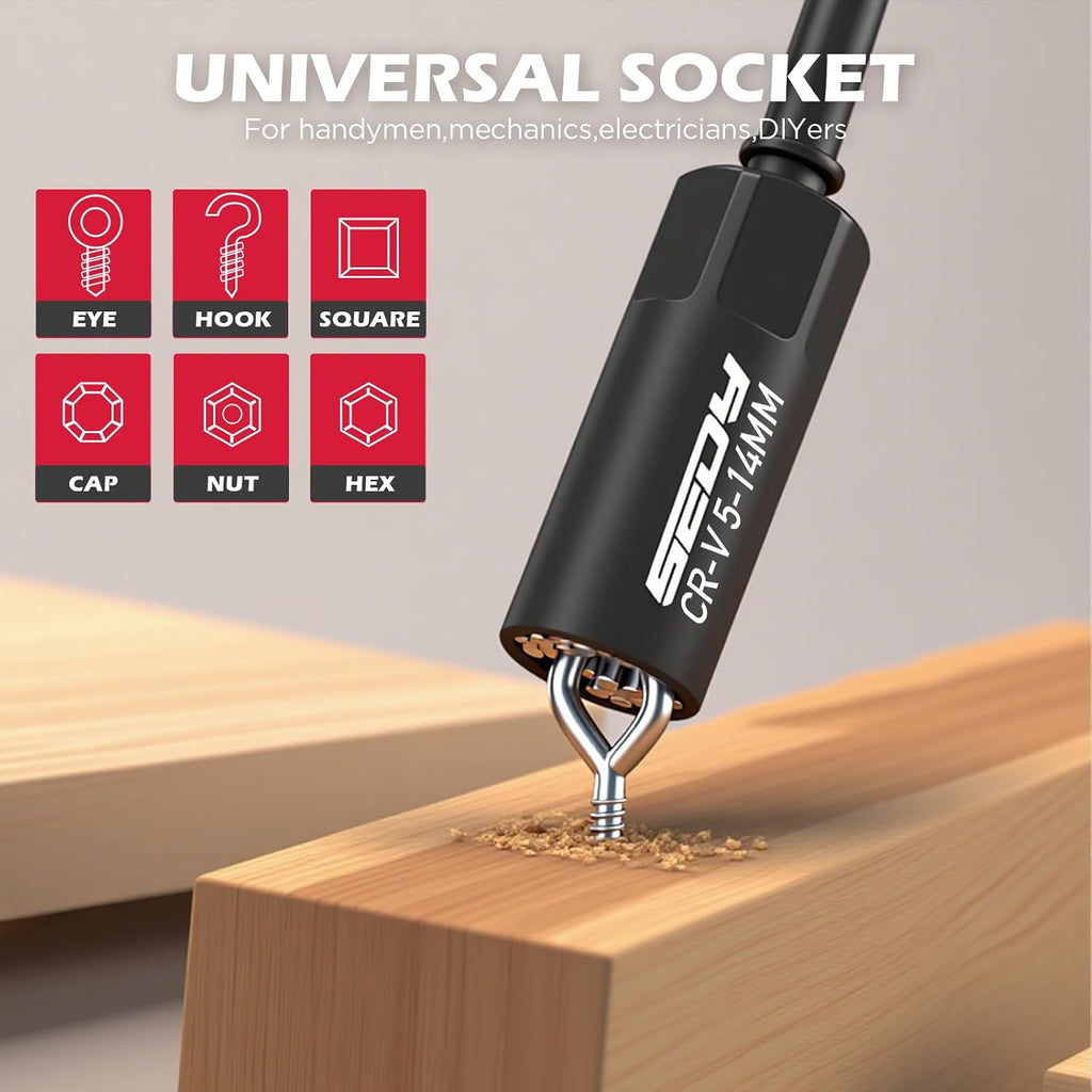 Juego Premium de 41 piezas de 1/4" de impacto magnético para llave de vaso métricas y SAE estándar y profundo con adaptadores de casquillos, trinquete 2 en 1, destornillador de ala, dados universales, soporte de bits de liberación rápida