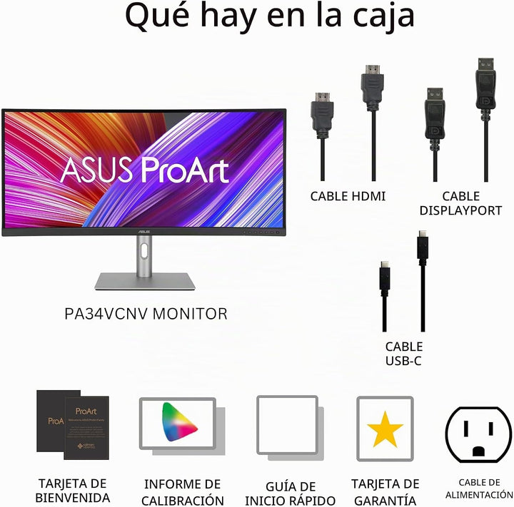 ASUS ProArt PA34VCNV Monitor profesional ultraancho de 34 pulgadas...