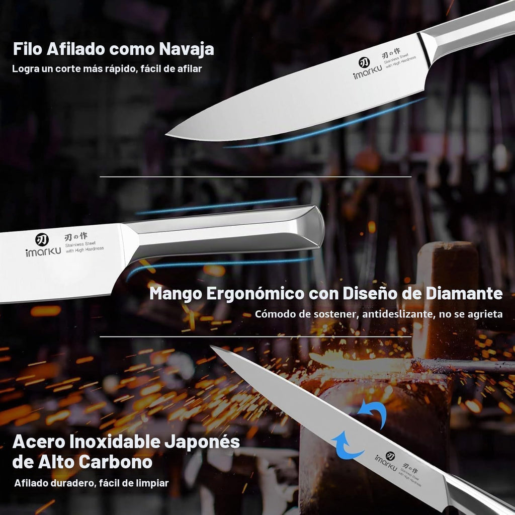 imarku Juego de cuchillos de 16 piezas, juego de cuchillos de cocina de