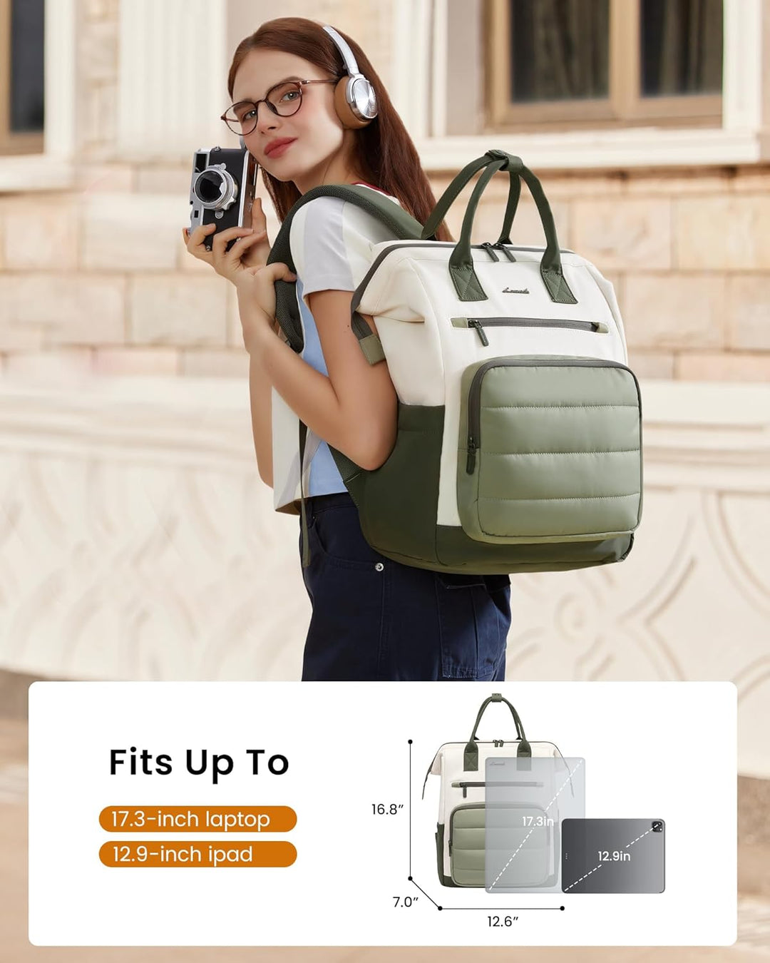 LOVEVOOK - Mochila de computadora portátil para mujer, mochila de t...