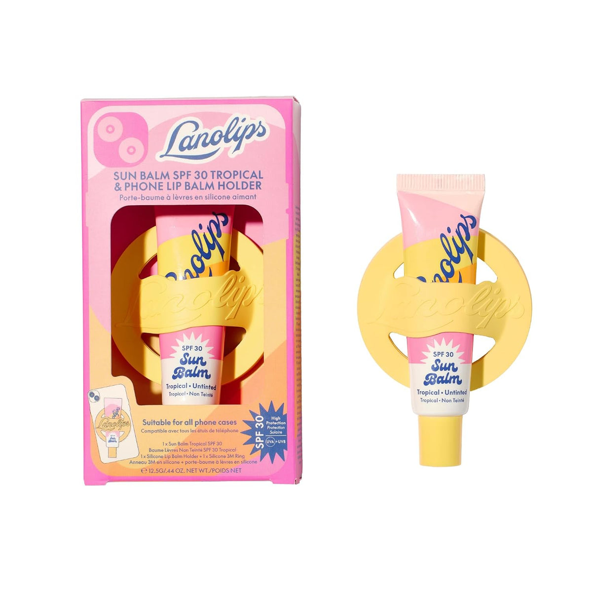 Lanolips Sun Balm Tropical SPF 30 Bálsamo labial y soporte para tel...