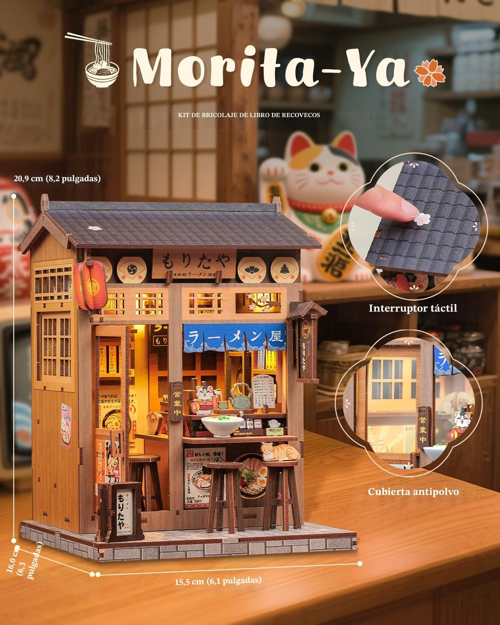CUTEBEE Kit de rincón de libros - Casa en miniatura DIY Tienda de ramen de