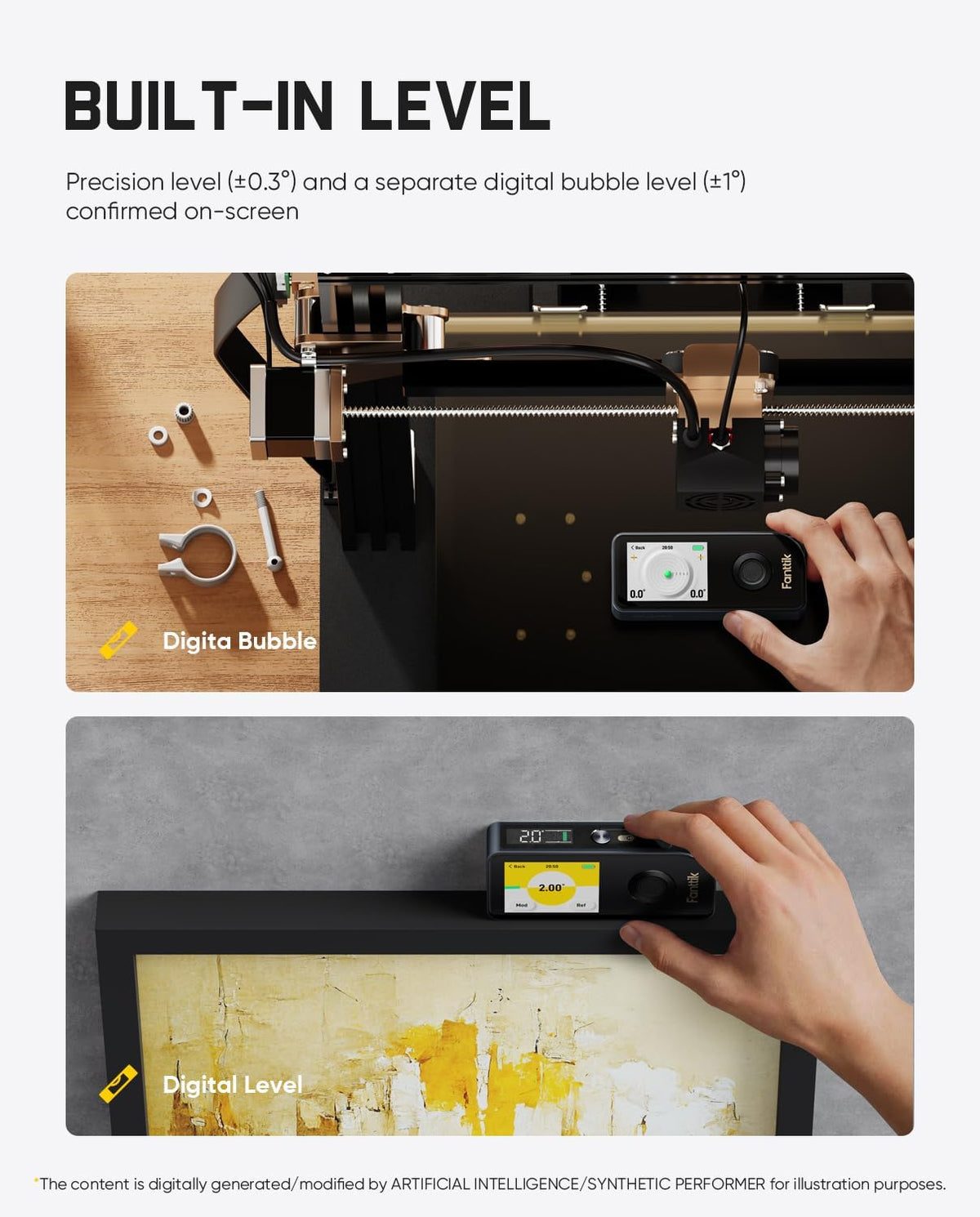 Fanttik Medidor láser digital A11 Ultra 3 en 1 con rodillo de rueda y