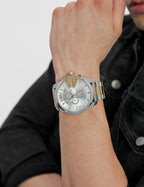 Reloj cronógrafo Diesel para hombre Mega Chief en acero inoxidable bicolor (Modelo: DZ4701)