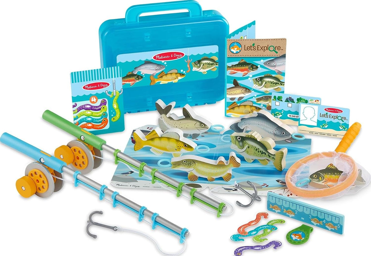 Melissa & Doug Let's Explore - Juego de pesca – Juego de pesca de juguete de 21 piezas para niños pequeños y niños, juguete de simulación, juguetes de aprendizaje para niños a partir de 3 años