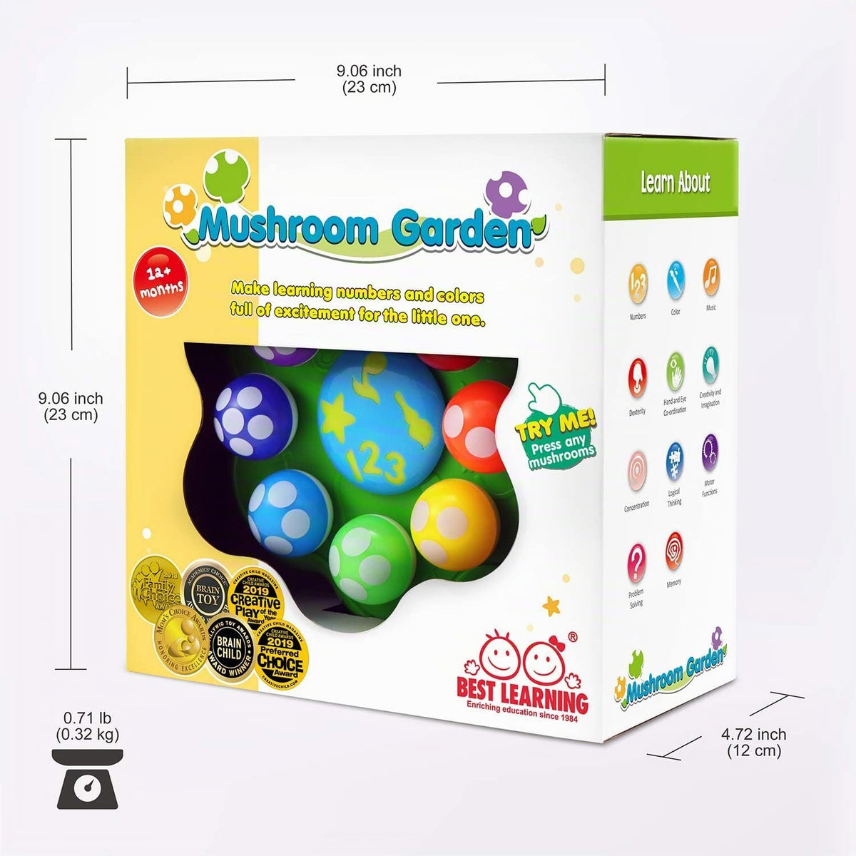 BEST LEARNING Jardín de hongos - Juguetes interactivos educativos con luces para niños pequeños de 1 a 3 años - Colores, números, juegos y música para niños - Ideal como regalo de cumpleaños para