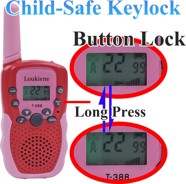 LOUKIENE Walkie Talkies para niños de 22 canales de radio de 2 vías...