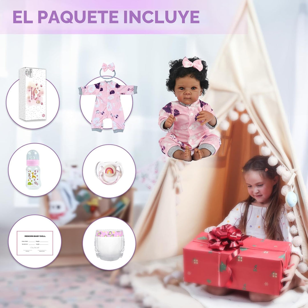WOOROY Muñeca Reborn Realista de Bebé Niña Negra \u2013 Muñeca reci...
