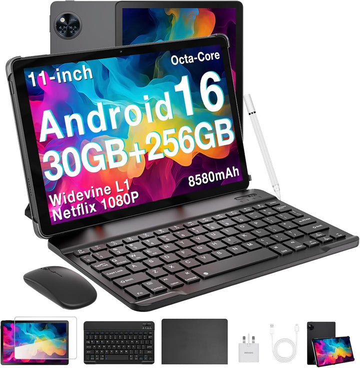 POPUX U11 Pro Android 16 Tablet con teclado, Tableta de 11 pulgadas...