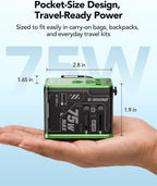 Adaptador de viaje universal de 5 puertos de 75 W, carga todo en uno