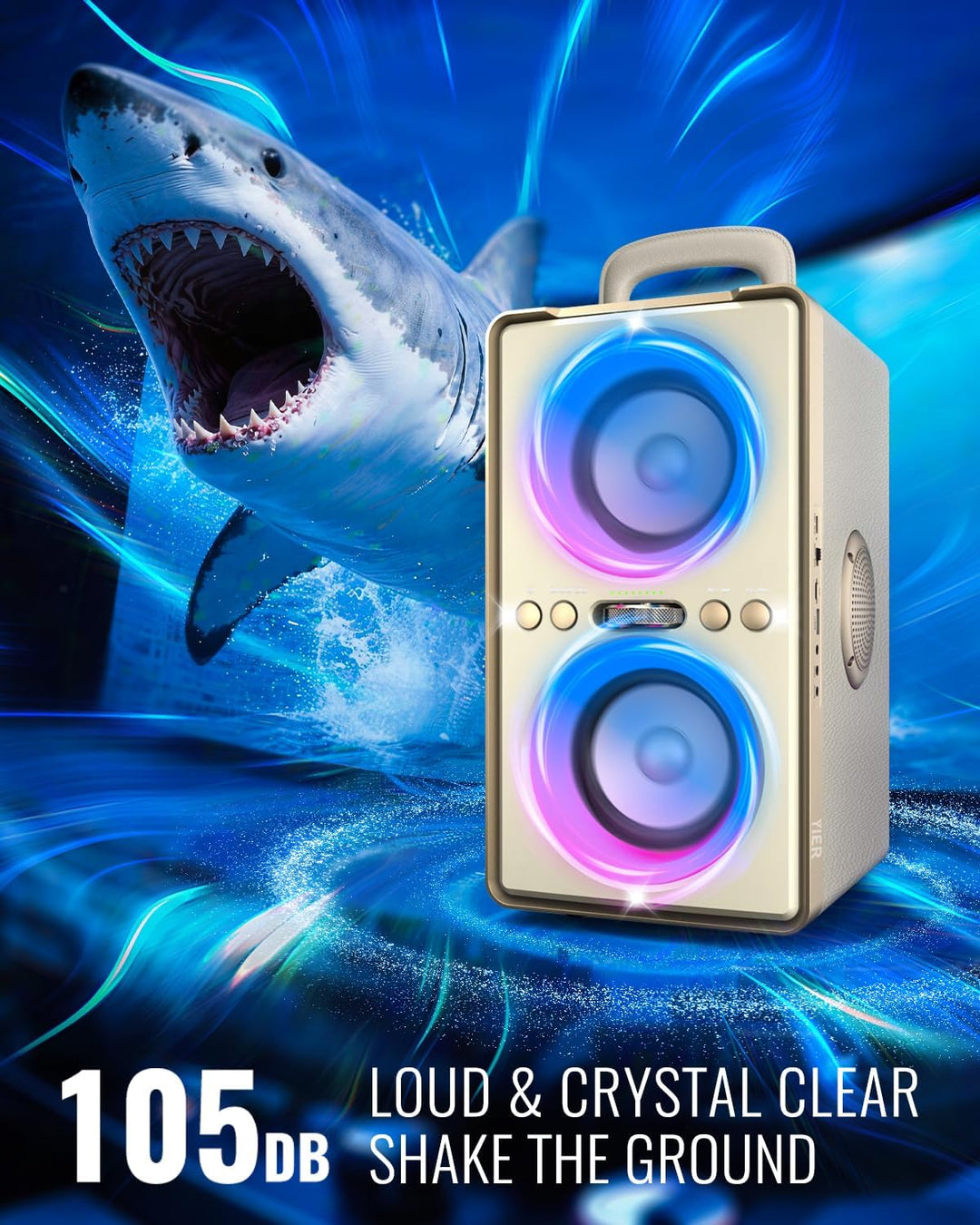 YIER Altavoz Bluetooth, altavoz de fiesta de pico de 240 W con grav...