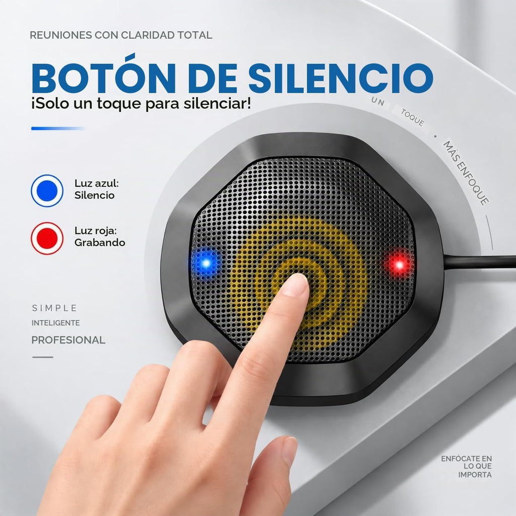 Micrófono de computadora de 360° para PC, micrófono de PC de conferencia USB, tecnología de cancelación de ruido, grabación, Skype, clase en línea, informador de cortes, Plug & Play
