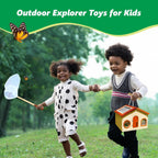 Kit explorador para niños y atrapa insectos para niños, juguetes al aire libre con gran hábitat de bichos de madera portátil, red de mariposa, lupa, taza de observación, 15 tarjetas de