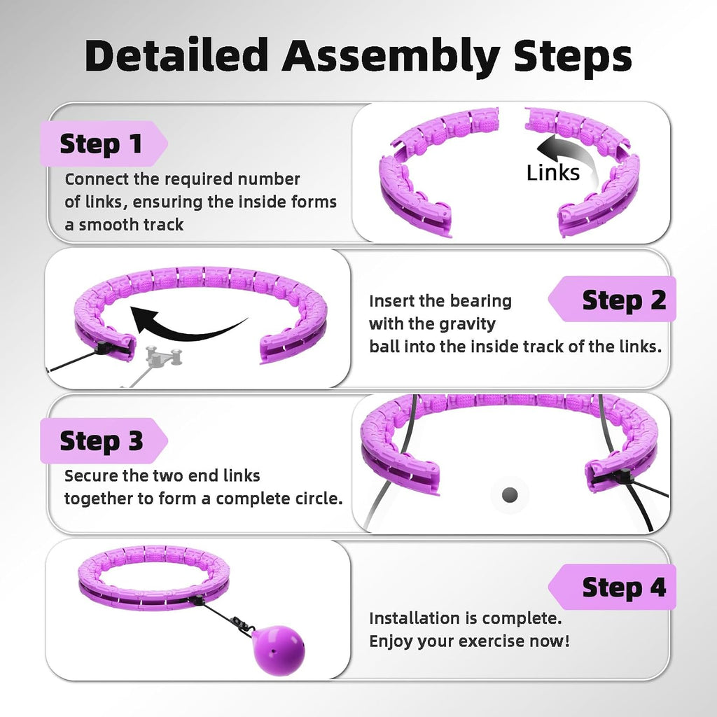 Infinity Hoop,2 en 1 Adjustable Fitness Hoop para Women Beginners