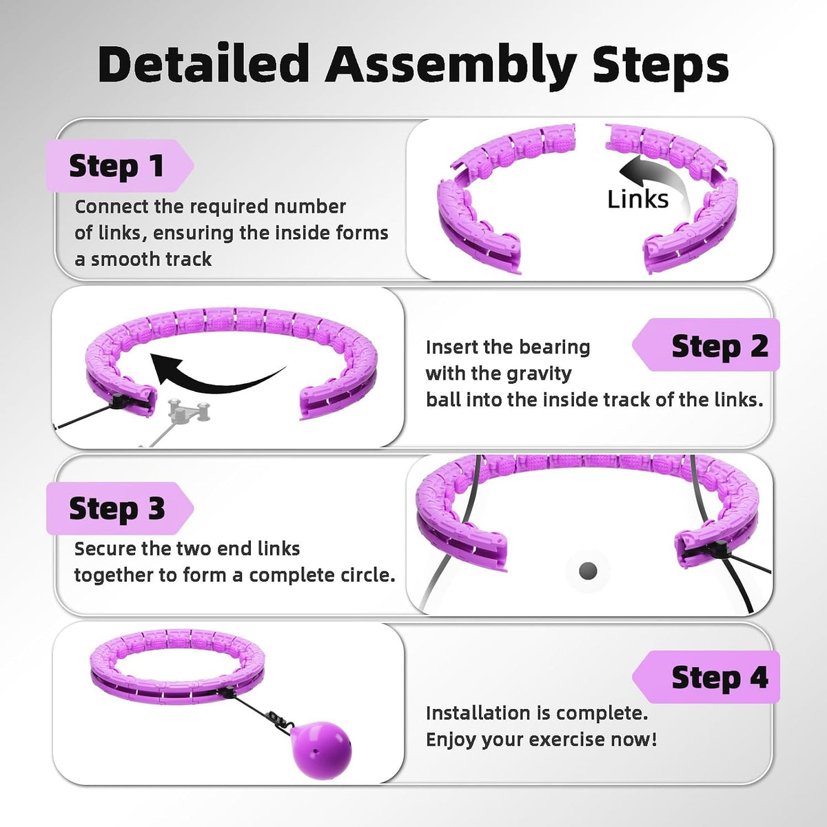Infinity Hoop,2 en 1 Adjustable Fitness Hoop para Women Beginners
