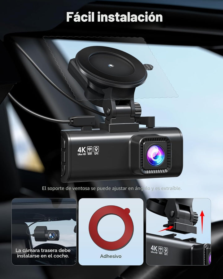 REDTIGER Dash Cam 4K frontal y 1080P trasero, sensor STARVIS 2, WiF...