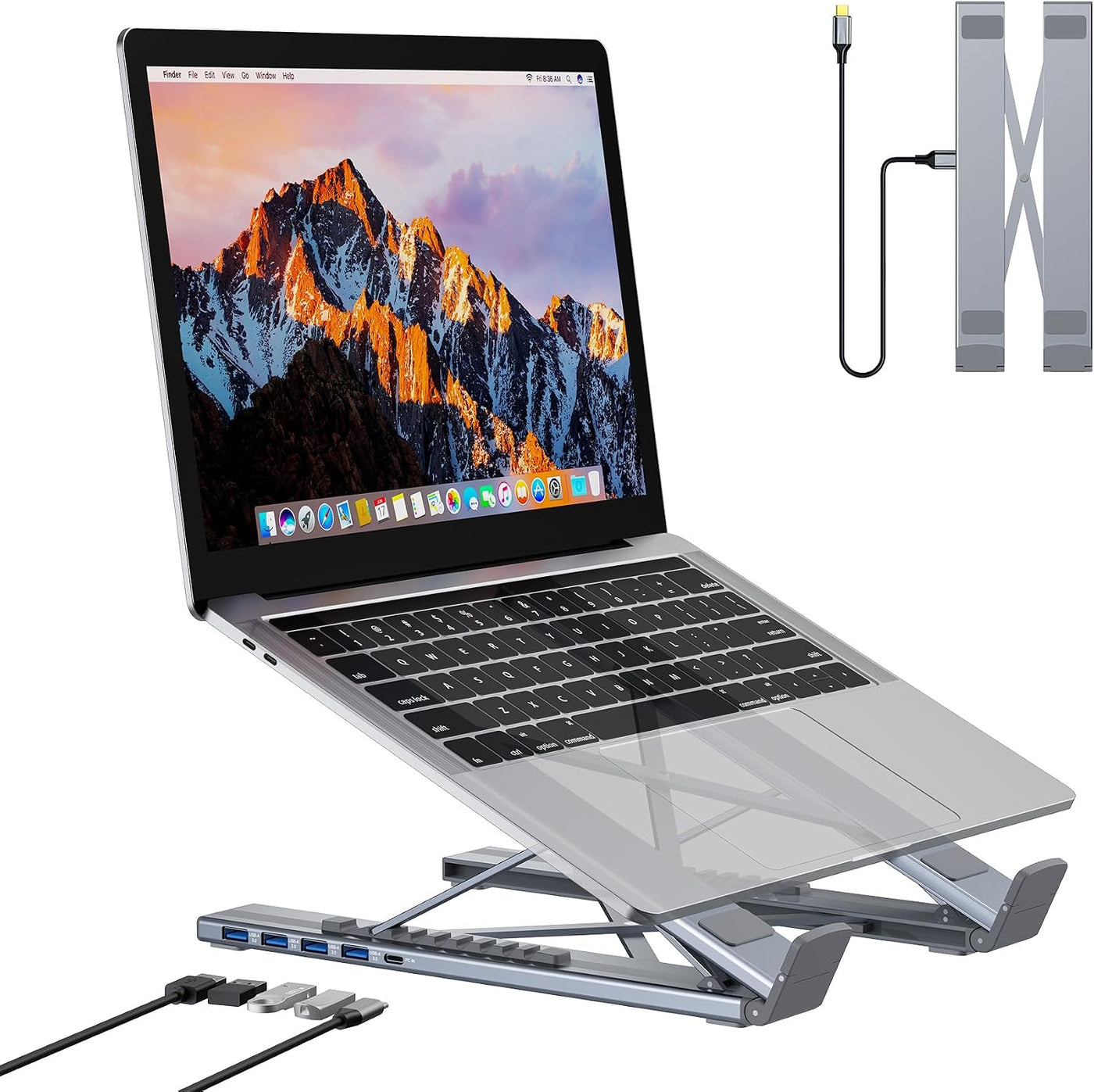 Base de acoplamiento USB C de 5 en 1 con soporte para portátil de a...