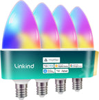 Linkind Matter - Bombilla LED E12, bombillas inteligentes de color candelabro, paquete de 4