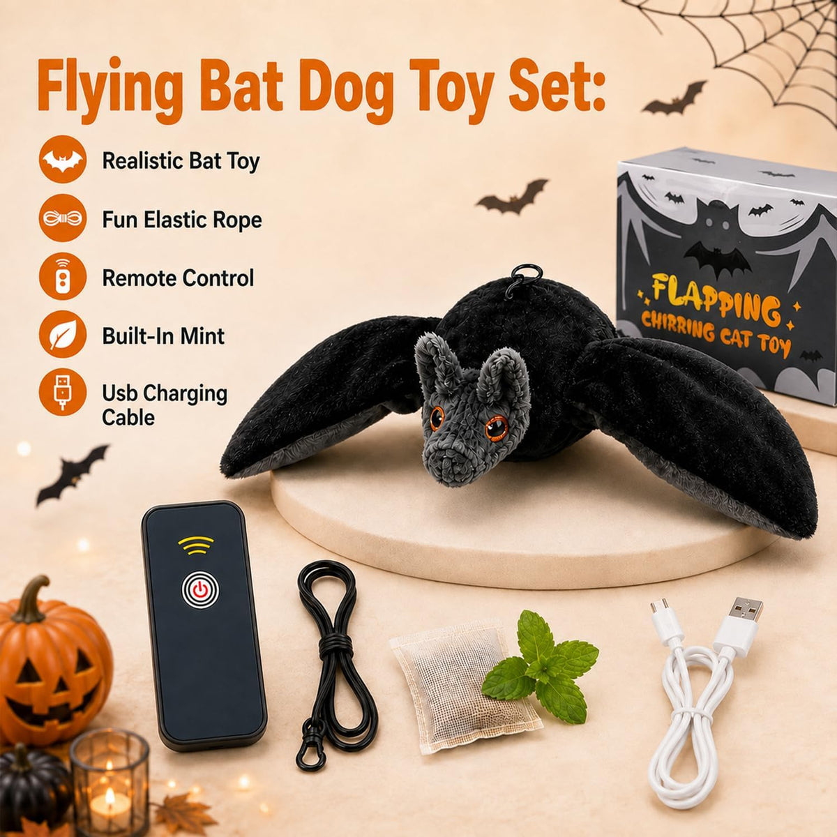 Juguete para perro de murciélago volador,Juguete interactivo para gatos con