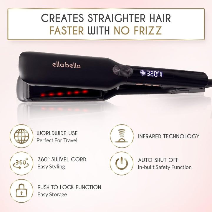 ELLA BELLA® Plancha plana de titanio para alisar el cabello (con in...