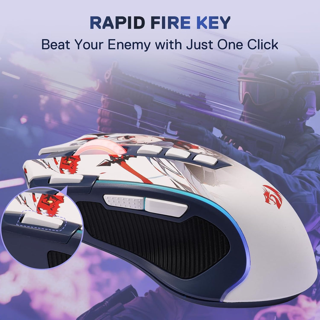 Redragon M612AK PRO RGB Anime Mouse para Juegos, ratón óptico con c...
