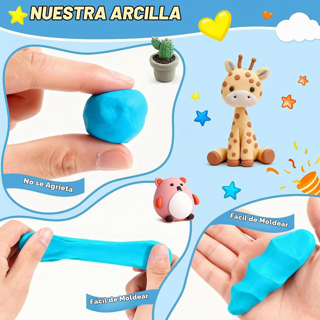 Kit de arcilla polimérica,Arcilla de modelado de 102 colores para
