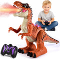 Juguetes de dinosaurio a control remoto para niños de 3-5, 5, 7, 8-12, juguete robot de dinosaurio T-Rex para caminar a control remoto con spray de niebla de agua, luces y sonidos, paquete de 2 baterías recargables, 3, 4, 5, 6, 7, 8 años, regalo de