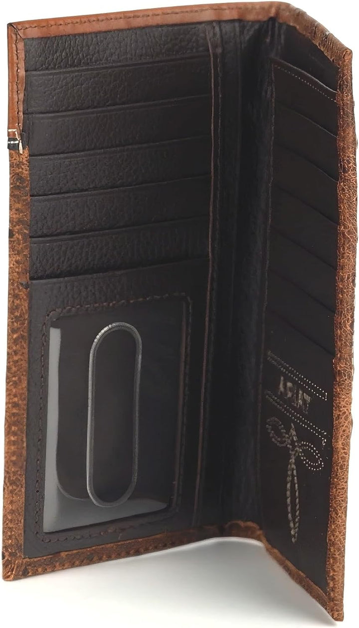 ARIAT Billetera en relieve floral con estampado de avestruz Rodeo p...
