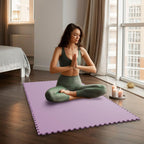 Tapete de gimnasio en casa, tapete de ejercicio de rompecabezas, baldosas de espuma EVA entrelazadas para equipos de entrenamiento en casa y áreas de juego para niños, azul, 24 x 24 x ½ pulgadas (rosa
