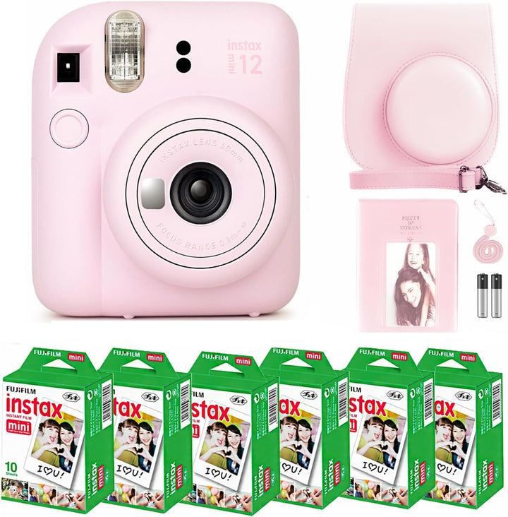 Cámara instantánea Fujifilm Instax Mini 12 color rosa flor y paquet...