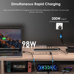WAVLINK Base Thunderbolt 4 con carga de 100 W, estación de acoplamiento Displaylink Monitor Quad 4K @60Hz, 3 puertos Thunderbolt 4, Ethernet 2.5G, Base Thunderbolt para Mac M1-M4 y PC, controlador