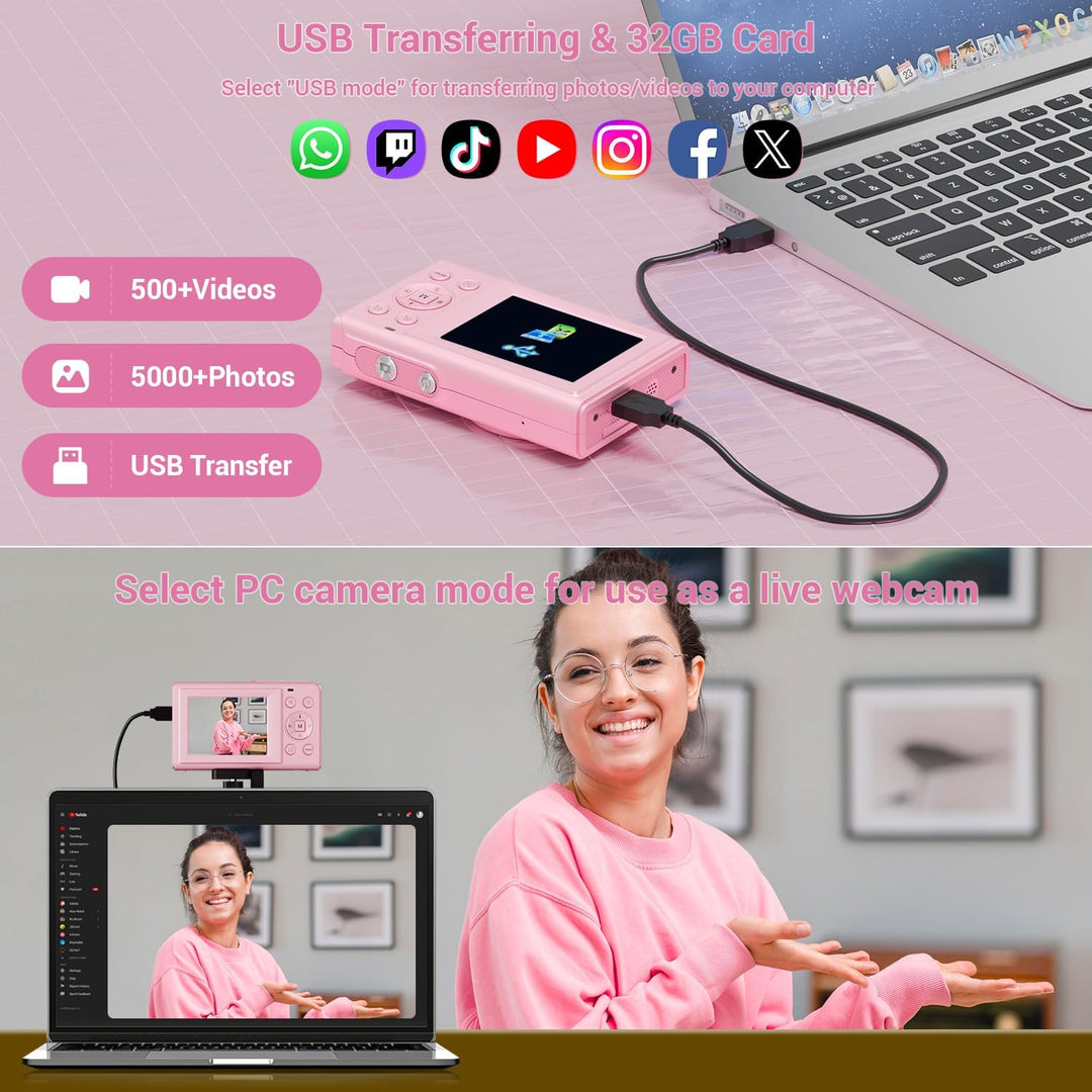 Cámara digital, cámara de enfoque automático de 4K 44MP con zoom 16...