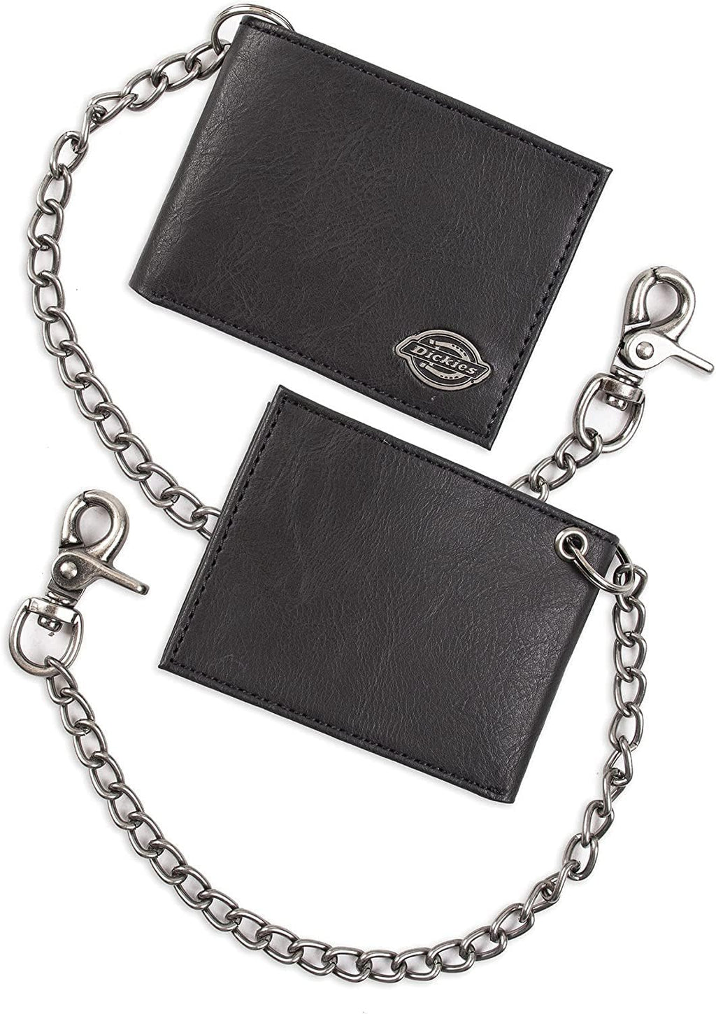 Dickies Billetera de piel con cadena plegable RFID para hombre, color negro