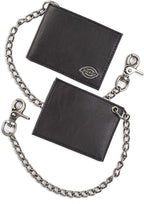 Dickies Billetera de piel con cadena plegable RFID para hombre, color negro
