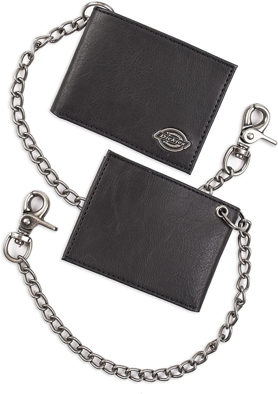 Dickies Billetera de piel con cadena plegable RFID para hombre, color negro
