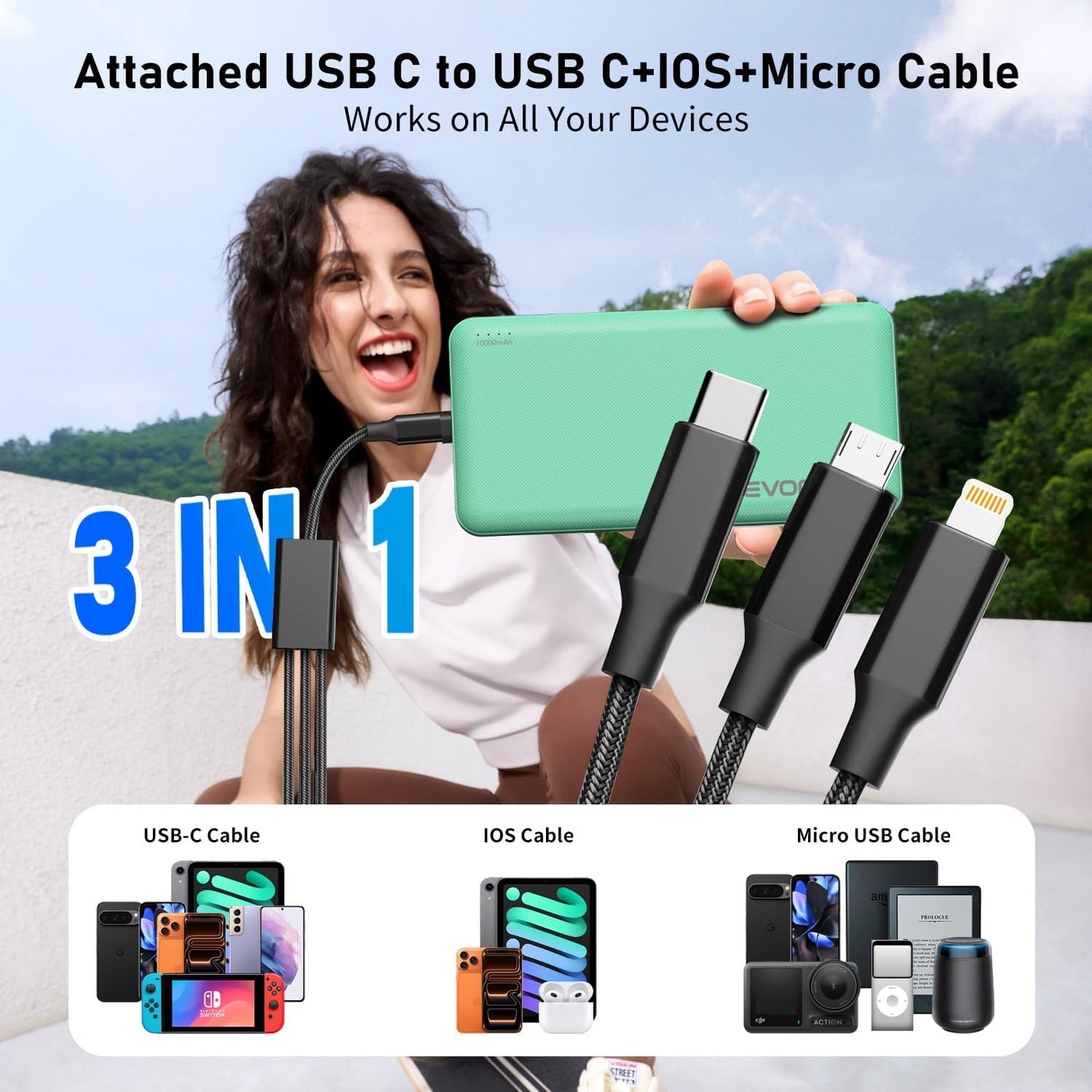 Cargador portátil, banco de energía 10000mAh, paquete de baterías,...
