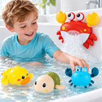 Juguetes de baño para bebés y niños pequeños, fabricante de burbujas de baño de cangrejo con 12 canciones, paquete de 3 juguetes de cuerda para piscina para niños, juguetes de bañera como regalo de