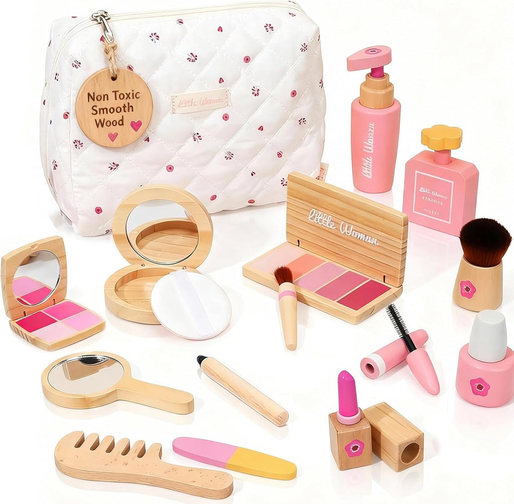 Maquillaje de madera para niños pequeños de 1 a 3 años, 100% seguro y no tóxico